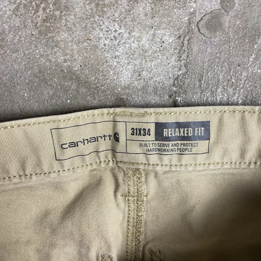 Carhartt Rugged Flex Canvas Pants Size 31x34 Beige Relaxed Fit Utility Work Wear